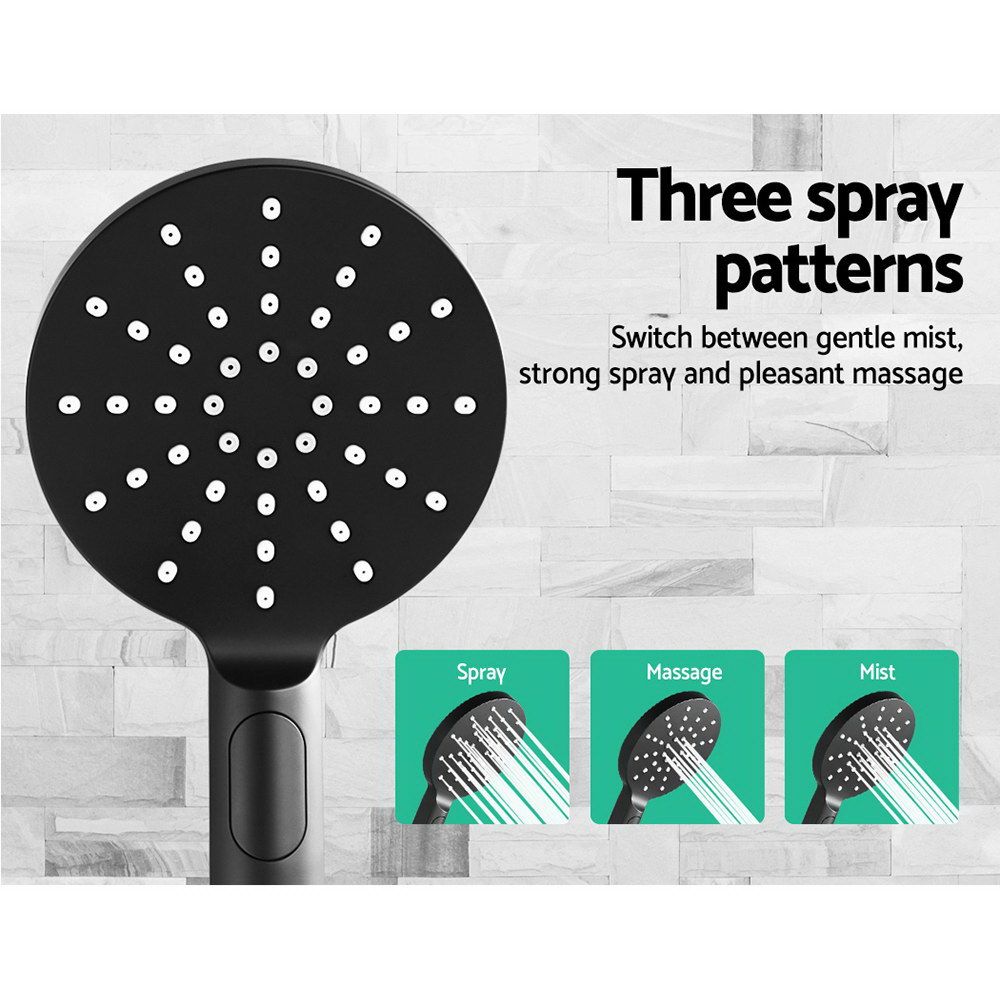 Rain Shower Head Set, 9″ Round Handheld High‑Pressure, Black