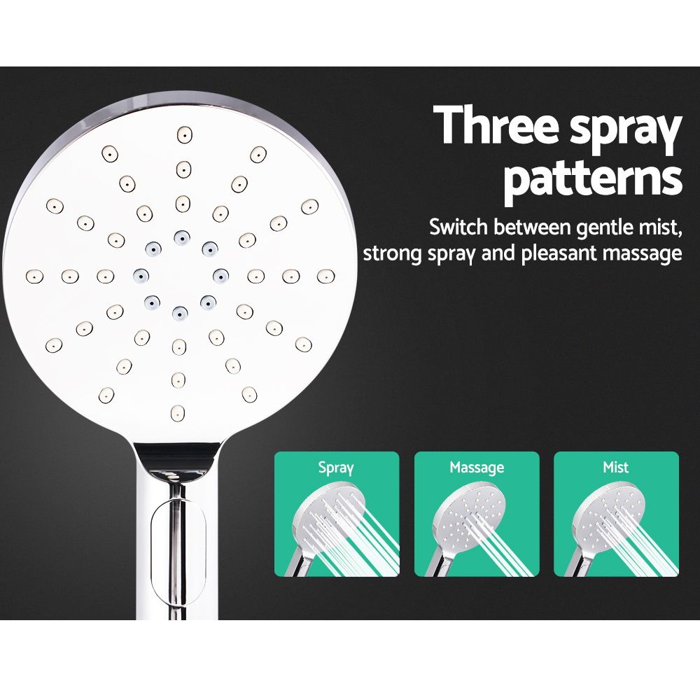 Rain Shower Head Set, 9″ Round Handheld High‑Pressure, Black