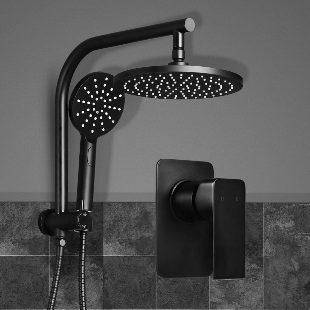 Rain Shower Head Mixer, 9″ Round Handheld High‑Pressure, Black