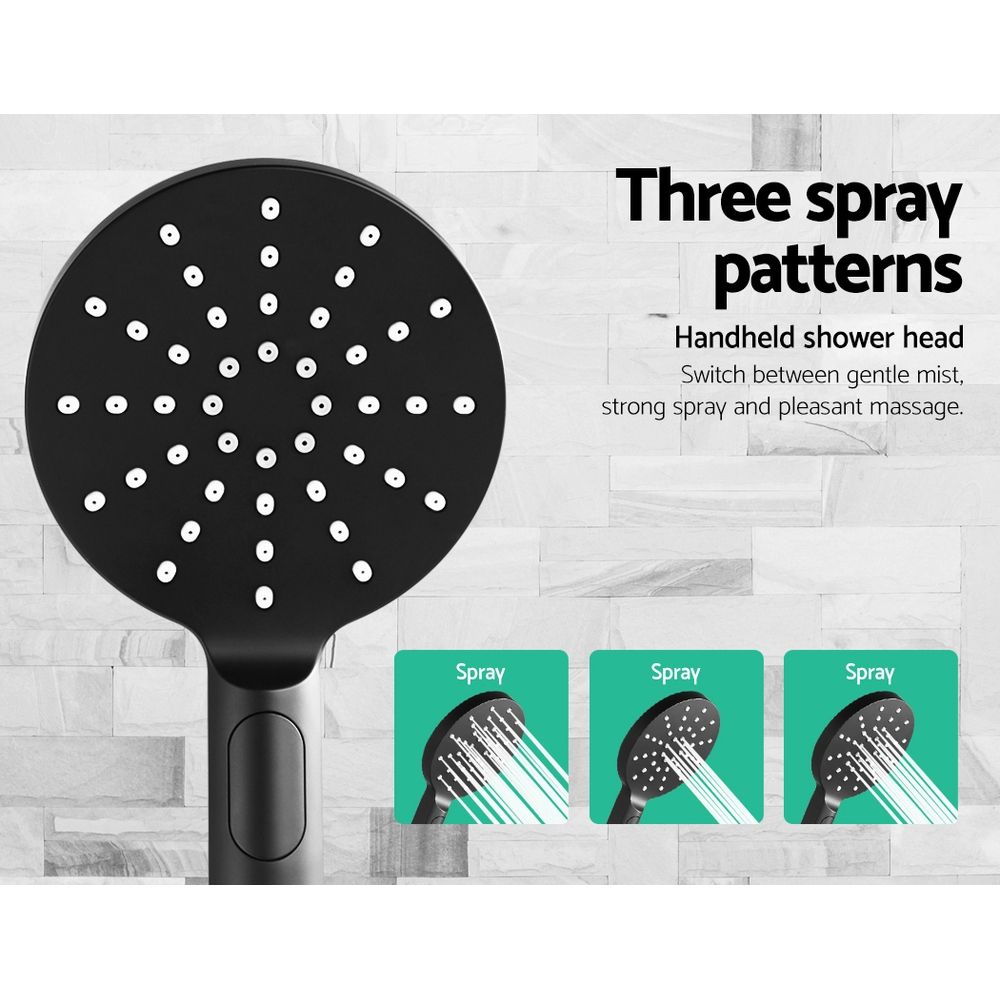 Rain Shower Head Mixer, 9″ Round Handheld High‑Pressure, Black
