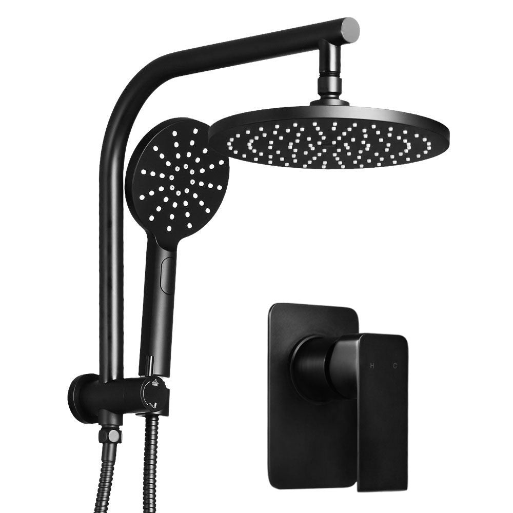 Rain Shower Head Mixer, 9″ Round Handheld High‑Pressure, Black