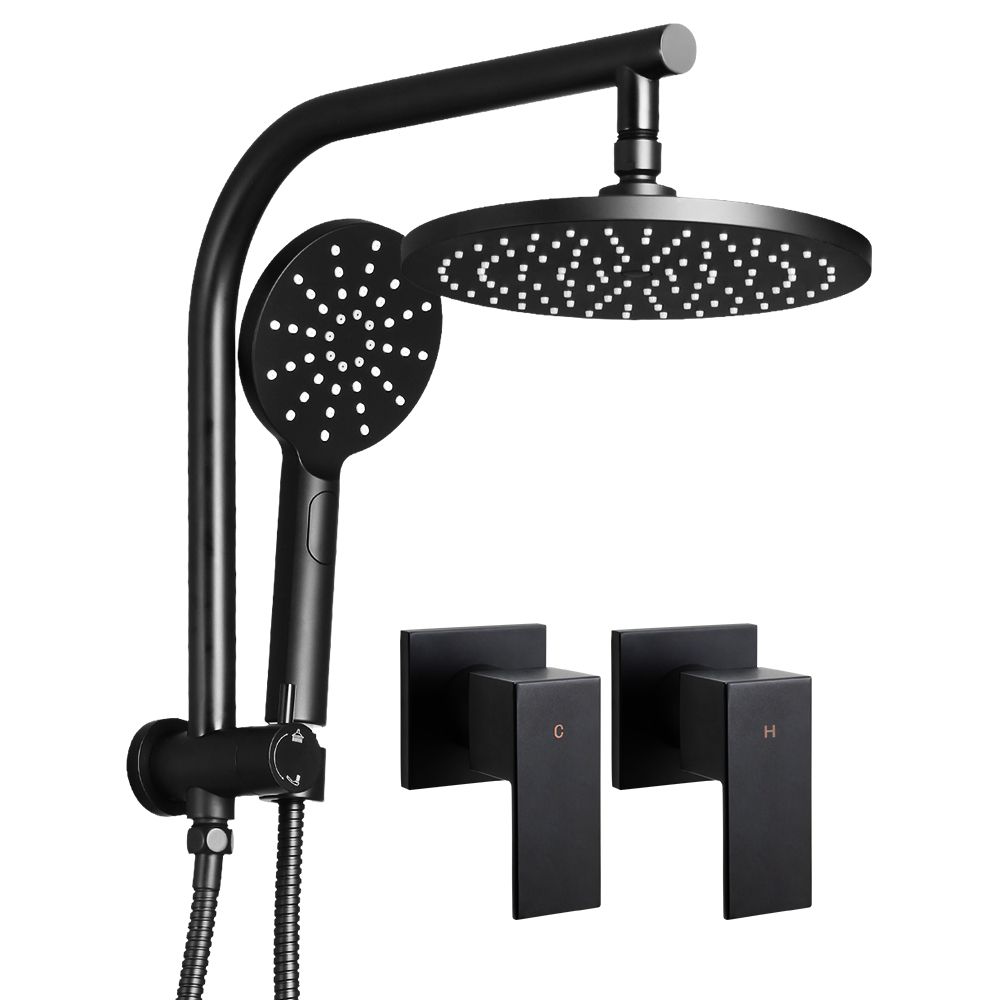 Rain Shower Head Taps, 9″ Round Handheld High‑Pressure, Black