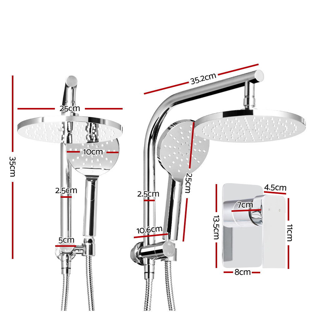 Rain Shower Head Mixer, 9″ Round Handheld High‑Pressure, Chrome