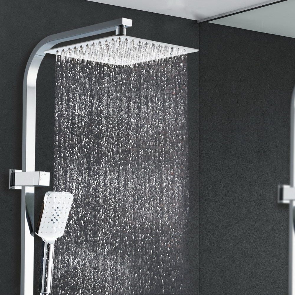 Rain Shower Head Set 10'' Round Handheld High Pressure Wall Chrome