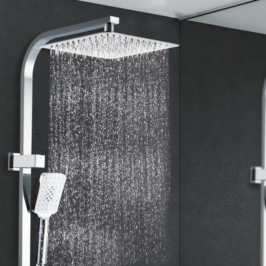 Rain Shower Head Set 10'' Round Handheld High Pressure Wall Chrome