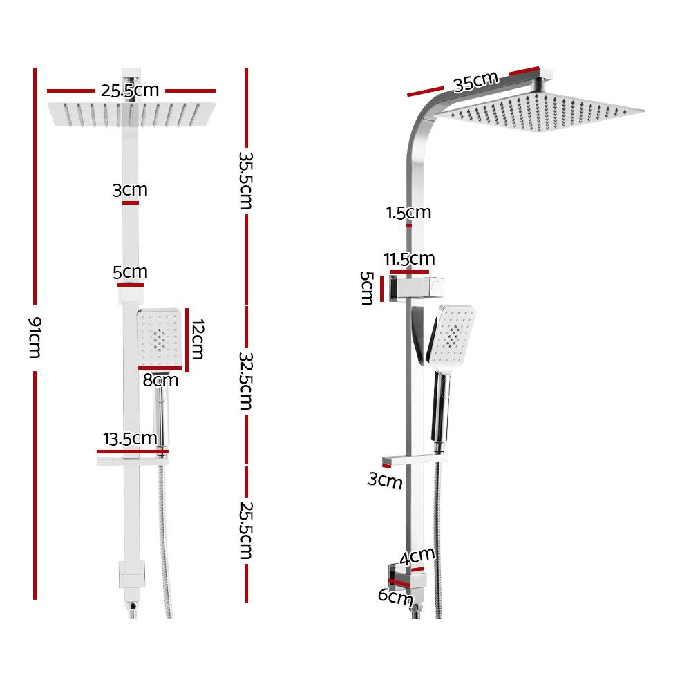Rain Shower Head Set 10'' Round Handheld High Pressure Wall Chrome