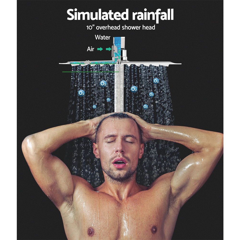 Rain Shower Head Set 10'' Round Handheld High Pressure Wall Chrome