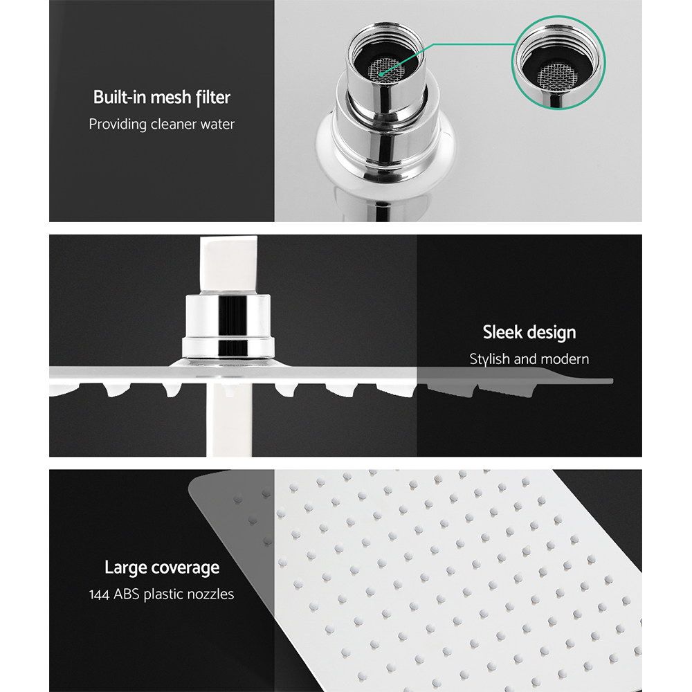 Rain Shower Head Set 10'' Round Handheld High Pressure Wall Chrome