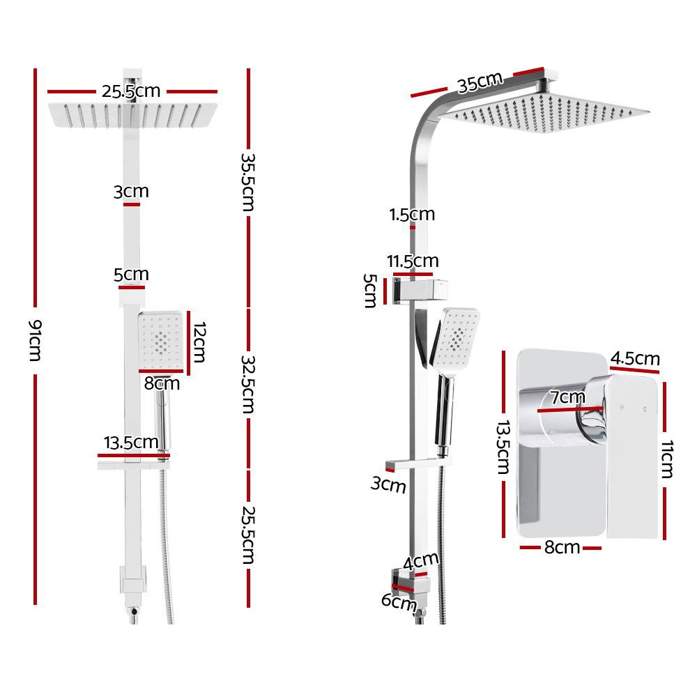 Rain Shower Head Mixer 10'' Round Handheld High Pressure Wall Chrome