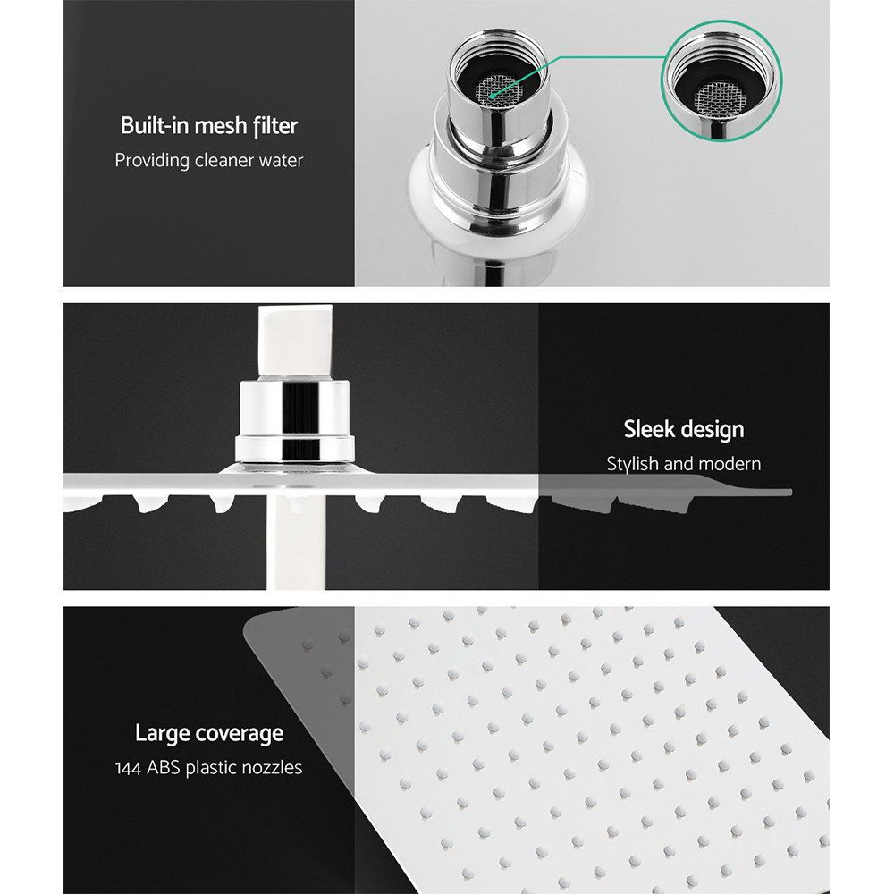 Rain Shower Head Mixer 10'' Round Handheld High Pressure Wall Chrome