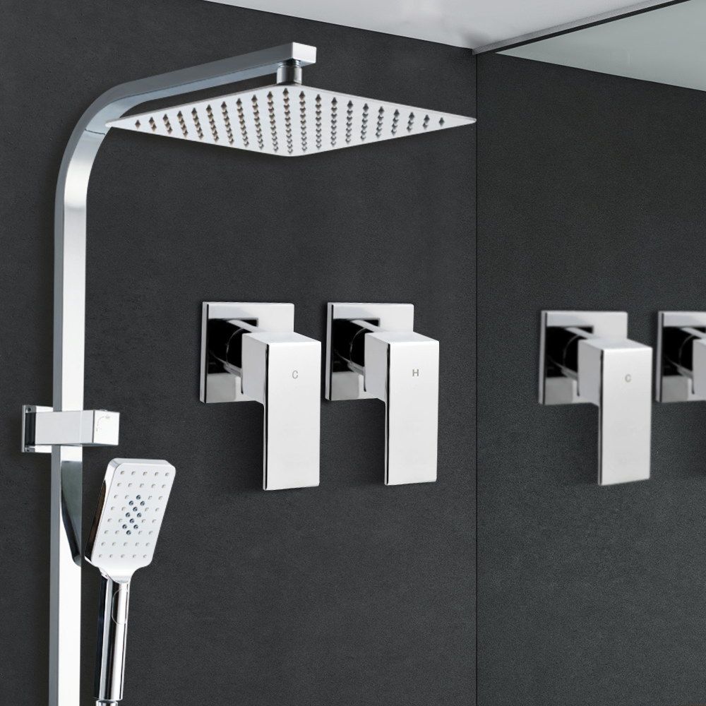 Rain Shower Head Taps 10'' Round Handheld High Pressure Wall Chrome