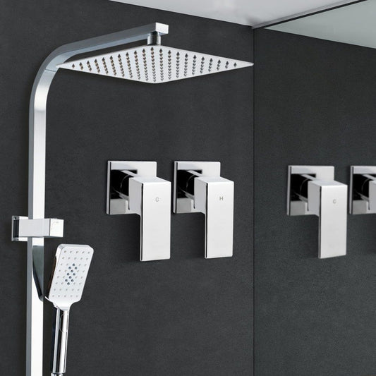 Rain Shower Head Taps 10'' Round Handheld High Pressure Wall Chrome