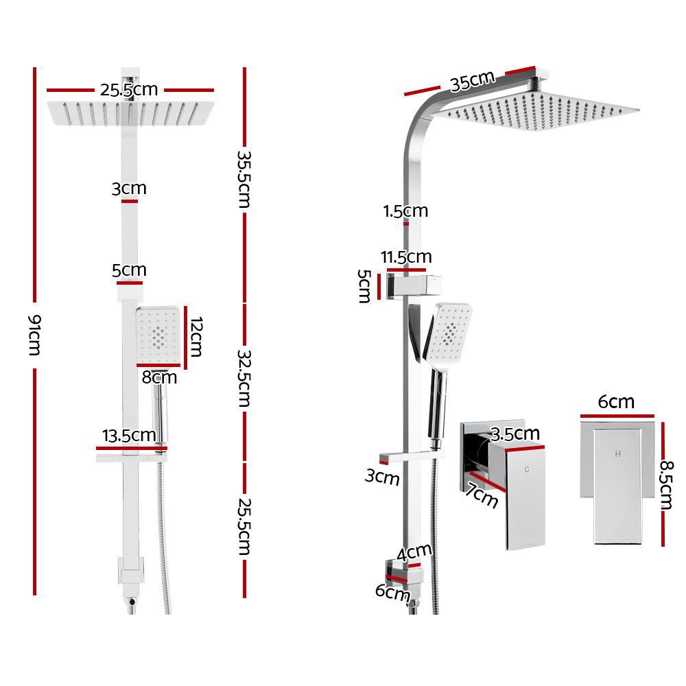 Rain Shower Head Taps 10'' Round Handheld High Pressure Wall Chrome