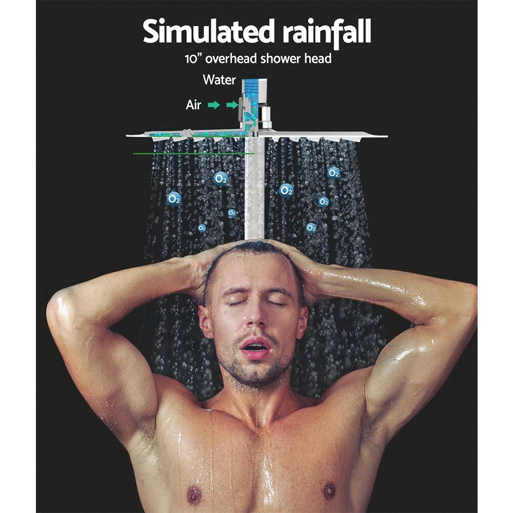 Rain Shower Head Taps 10'' Round Handheld High Pressure Wall Chrome
