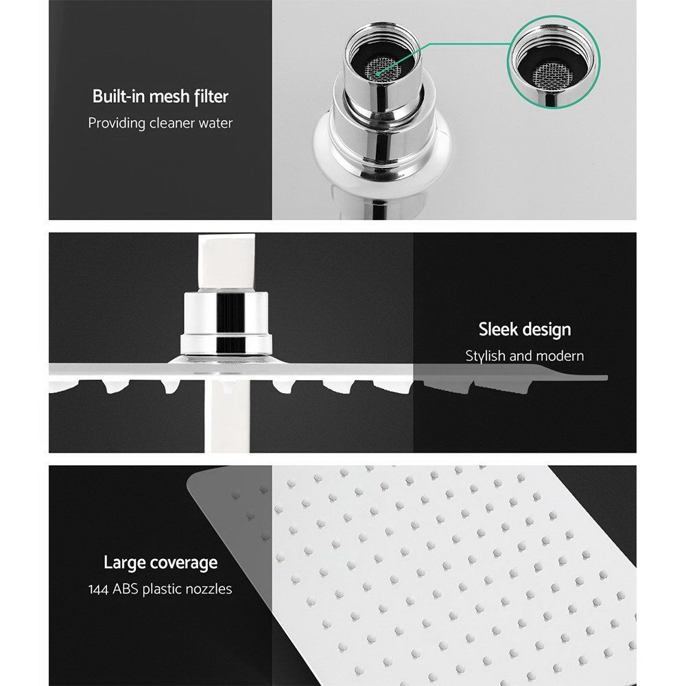 Rain Shower Head Taps 10'' Round Handheld High Pressure Wall Chrome