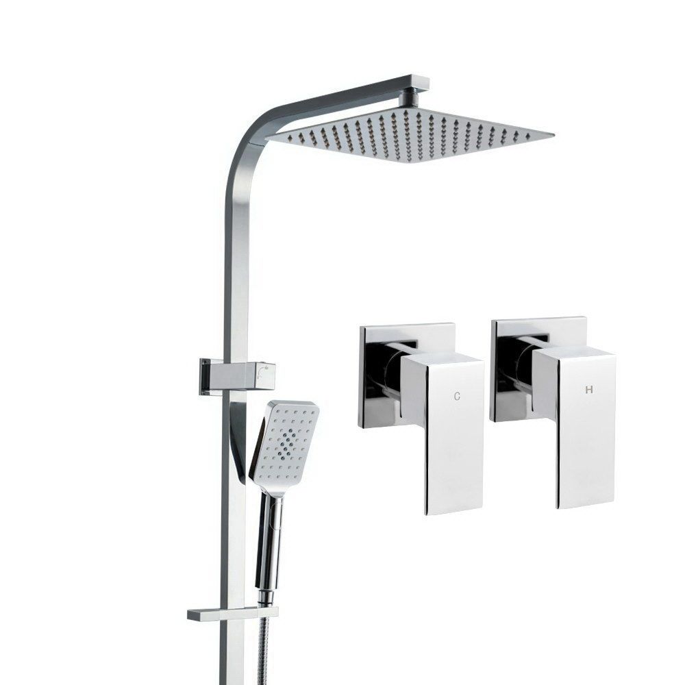 Rain Shower Head Taps 10'' Round Handheld High Pressure Wall Chrome
