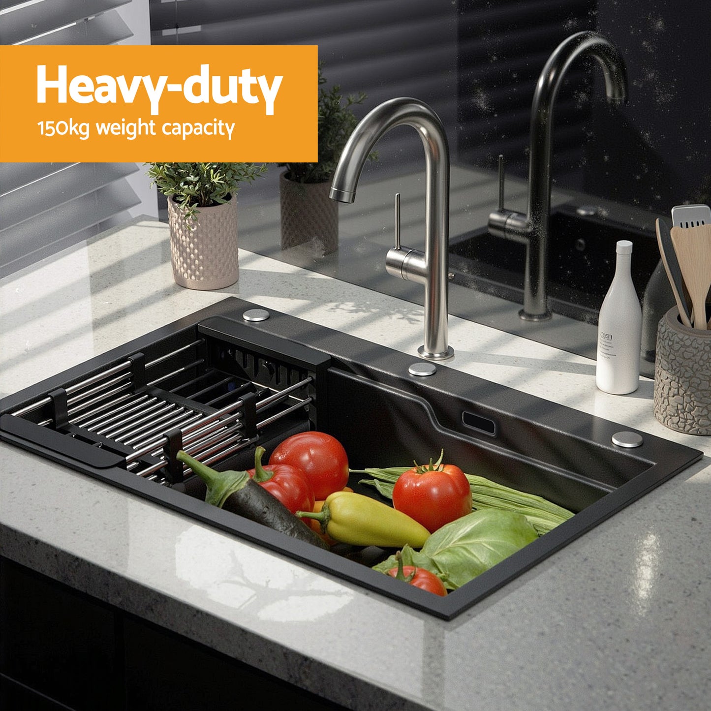Kitchen Sink Basin Stainless Steel Under/Top/Flush Mount Bowl 750X450MM