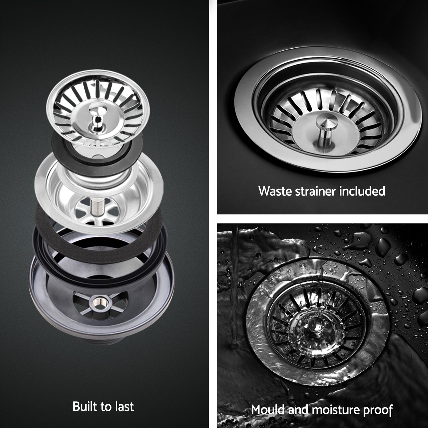 Kitchen Sink Basin Stainless Steel Under/Top/Flush Mount Bowl 750X450MM