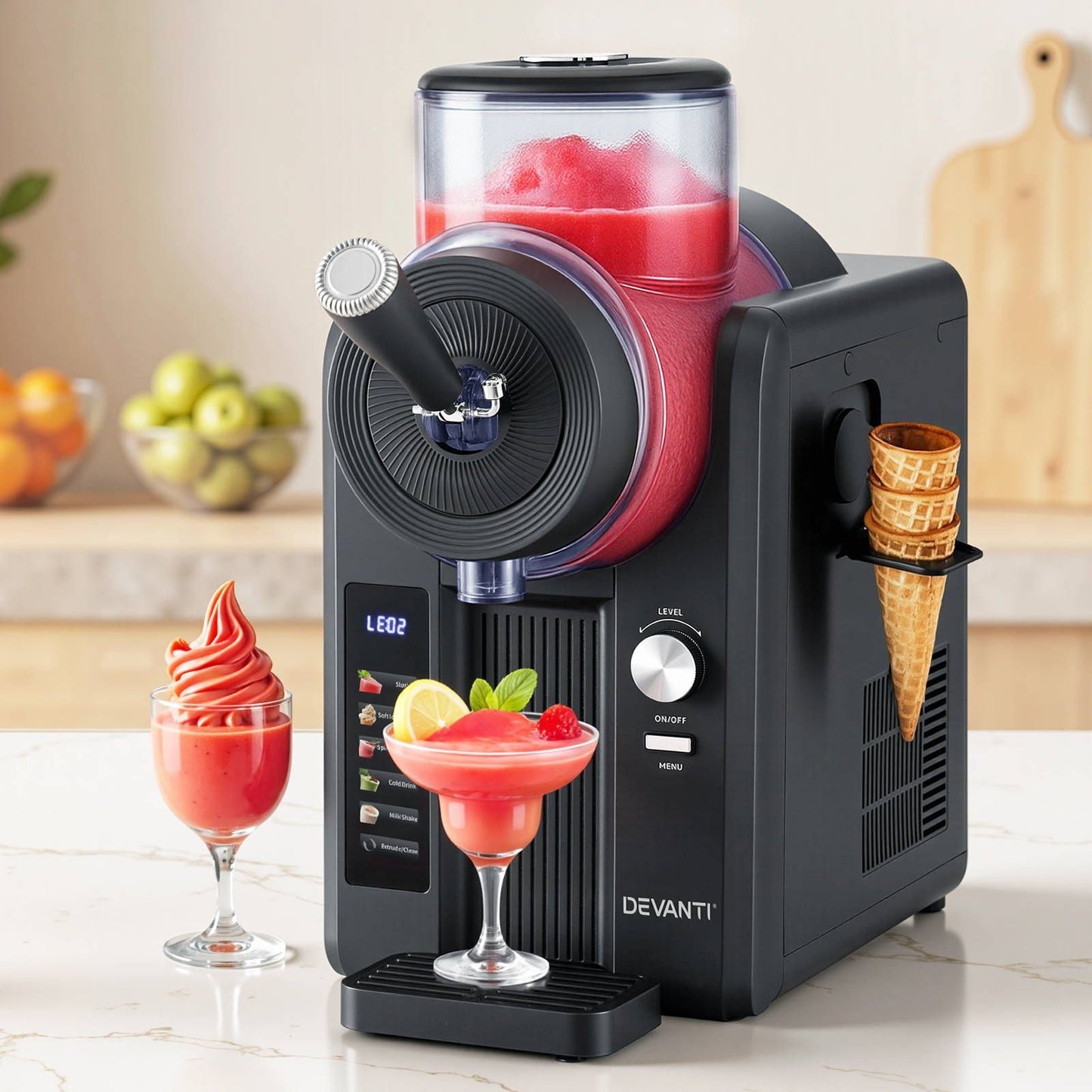 Deavnti 2L Slushie Machine Ice Cream Maker Frozen Smoothies Milkshakes Black