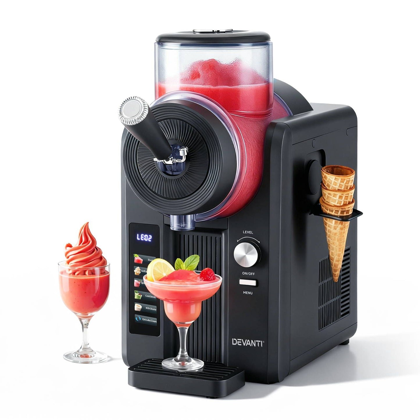 Deavnti 2L Slushie Machine Ice Cream Maker Frozen Smoothies Milkshakes Black
