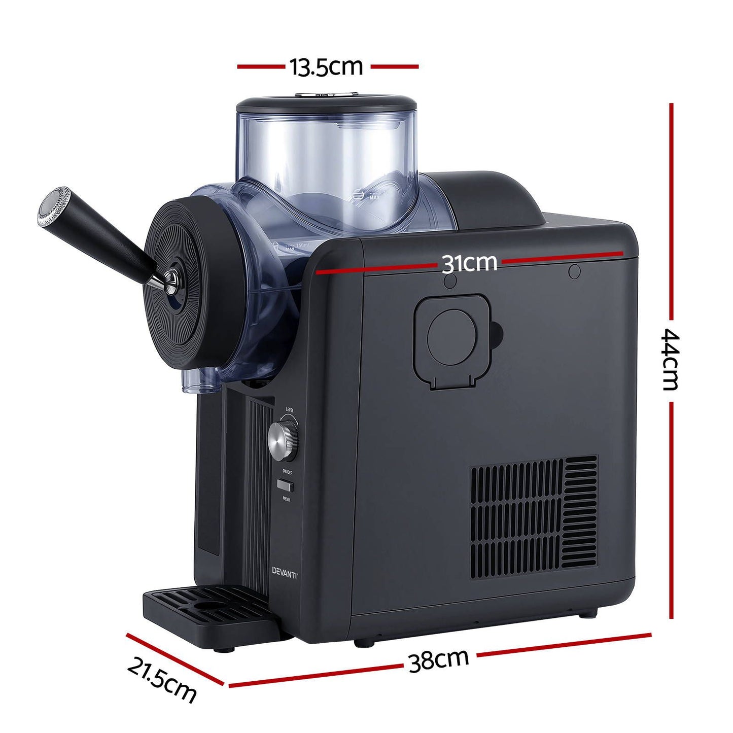 Deavnti 2L Slushie Machine Ice Cream Maker Frozen Smoothies Milkshakes Black