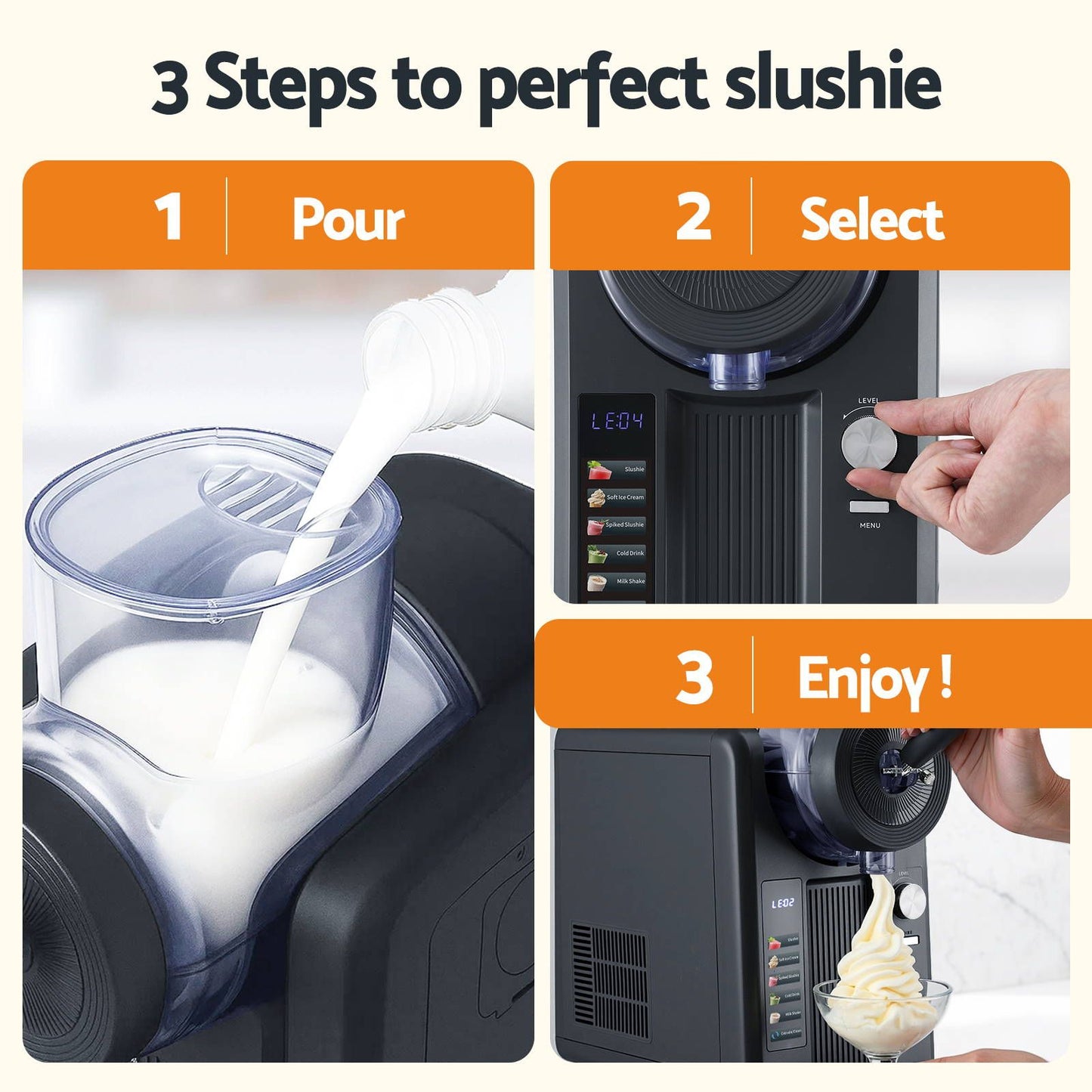 Deavnti 2L Slushie Machine Ice Cream Maker Frozen Smoothies Milkshakes Black