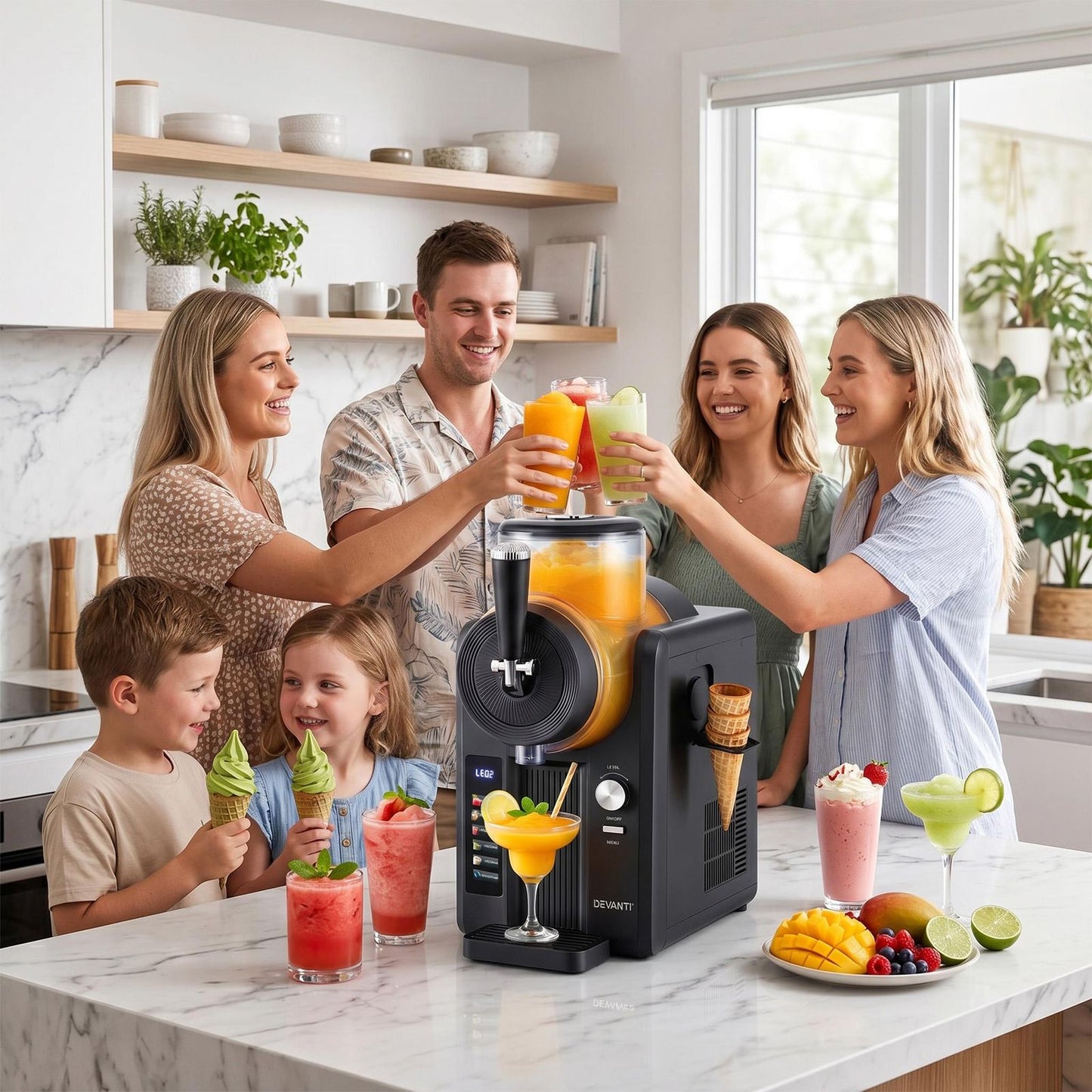 Deavnti 2L Slushie Machine Ice Cream Maker Frozen Smoothies Milkshakes Black