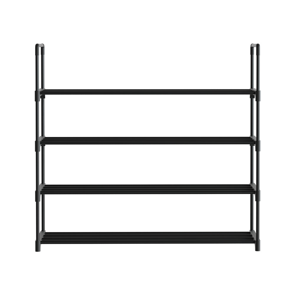 Shoe Rack Stackable 4 Tiers 80cm Shoes Shelves Storage Stand Black