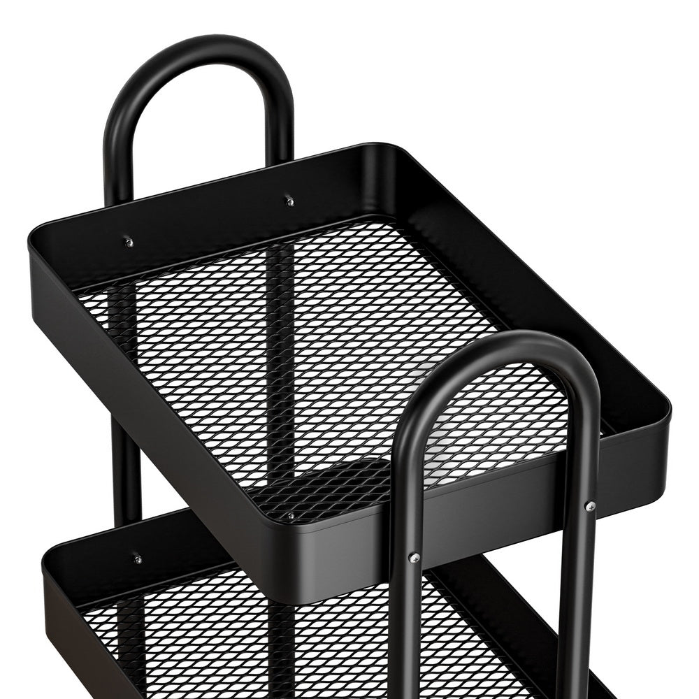 Storage Trolley Kitchen Cart 4 Tiers Black