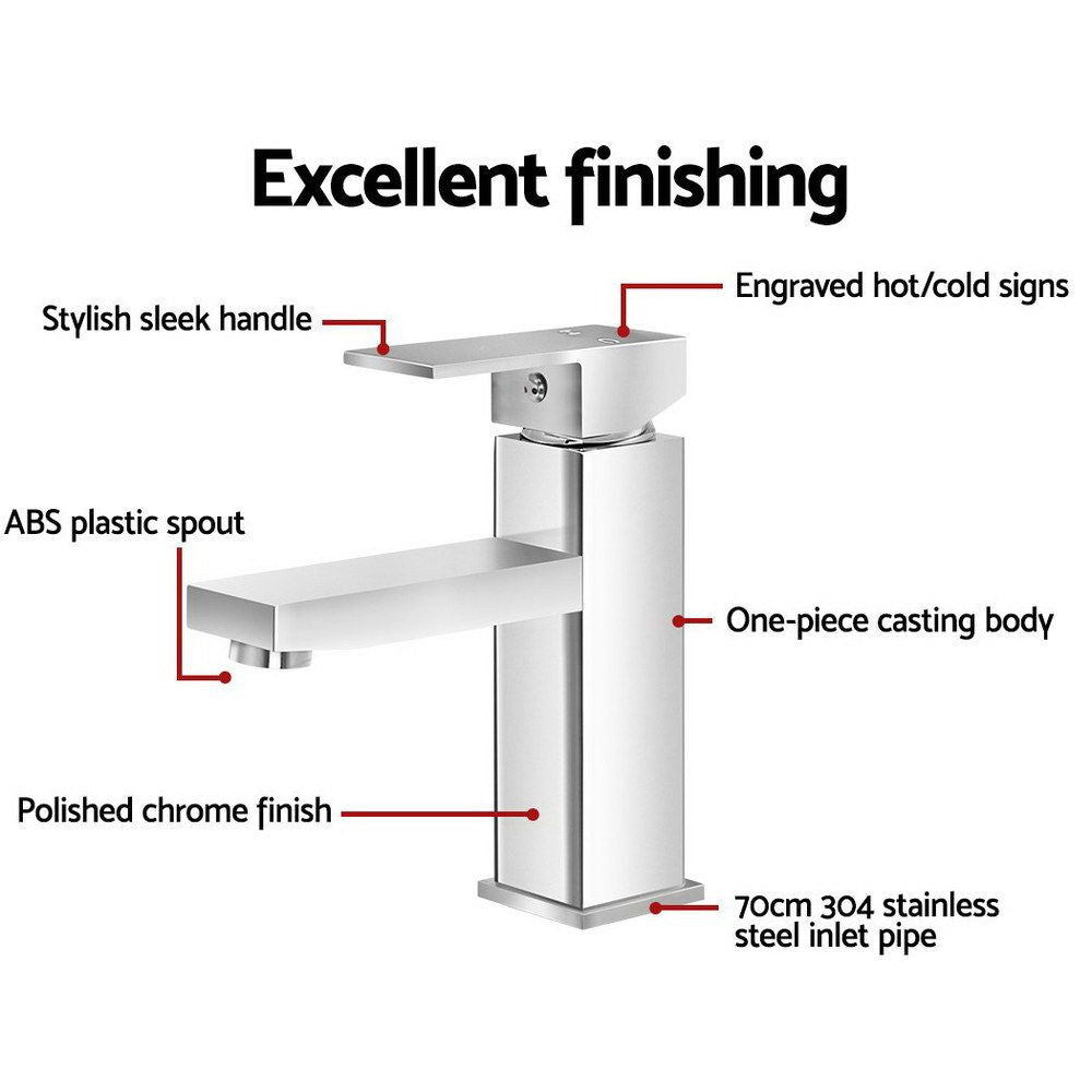 Basin Mixer Tap Faucet Bathroom Vanity Counter Top Standard Brass - Silver