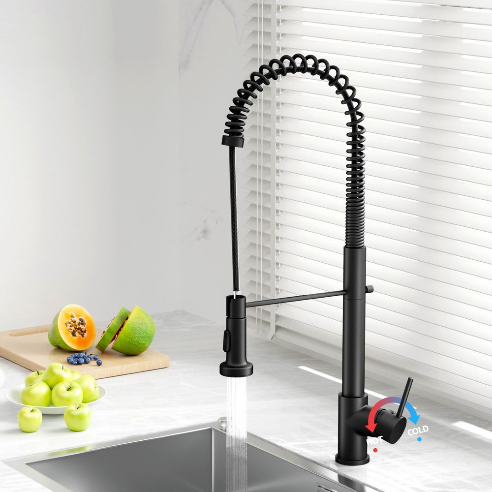 Kitchen Tap Pull Out Mixer Basin Taps Faucet Vanity Sink Swivel Brass WEL - Black