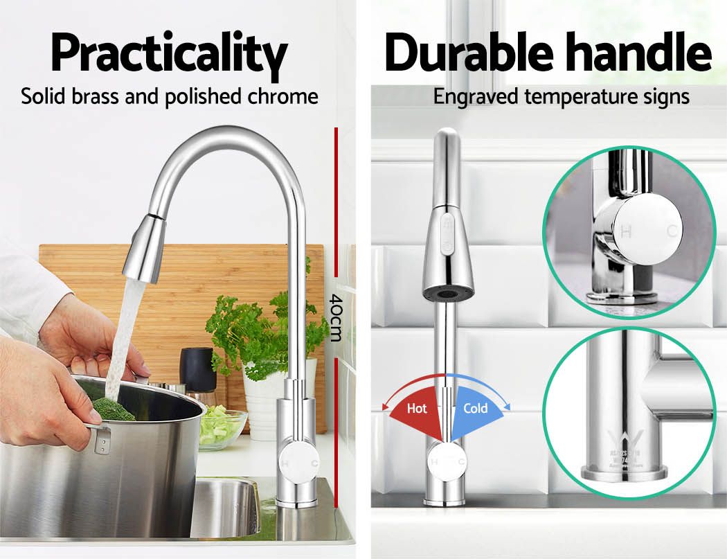 Pull-Out Mixer Faucet Tap, Silver