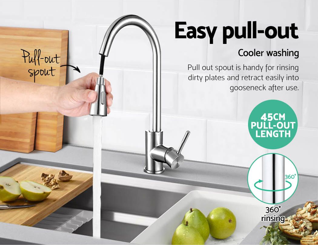 Pull-Out Mixer Faucet Tap, Silver