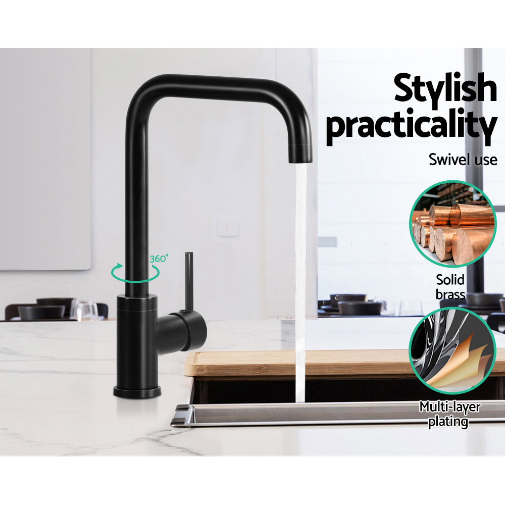 Kitchen Mixer Faucet Tap, Swivel Spout, Black