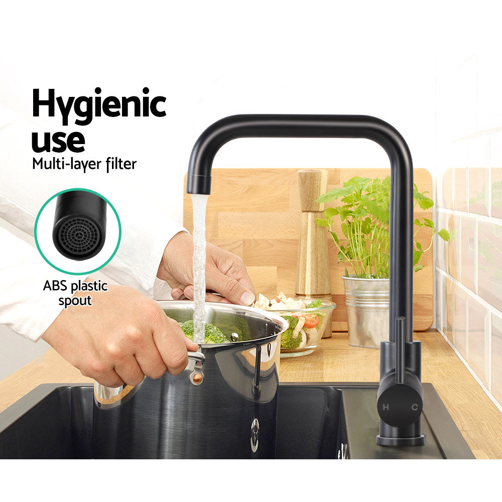 Kitchen Mixer Faucet Tap, Swivel Spout, Black