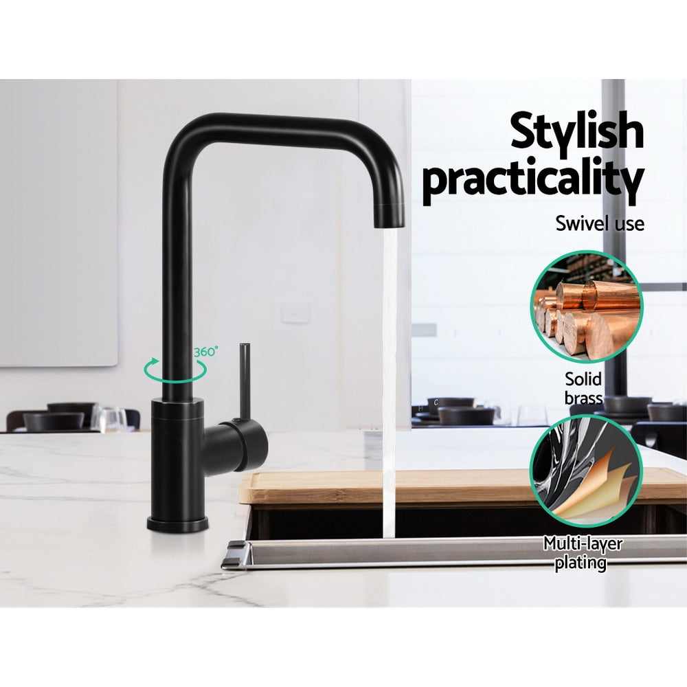 Kitchen Mixer Faucet Tap, Swivel Spout, Black