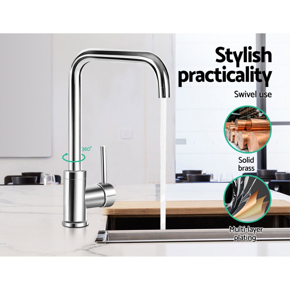 Kitchen Mixer Faucet Tap, Swivel Spout, Silver