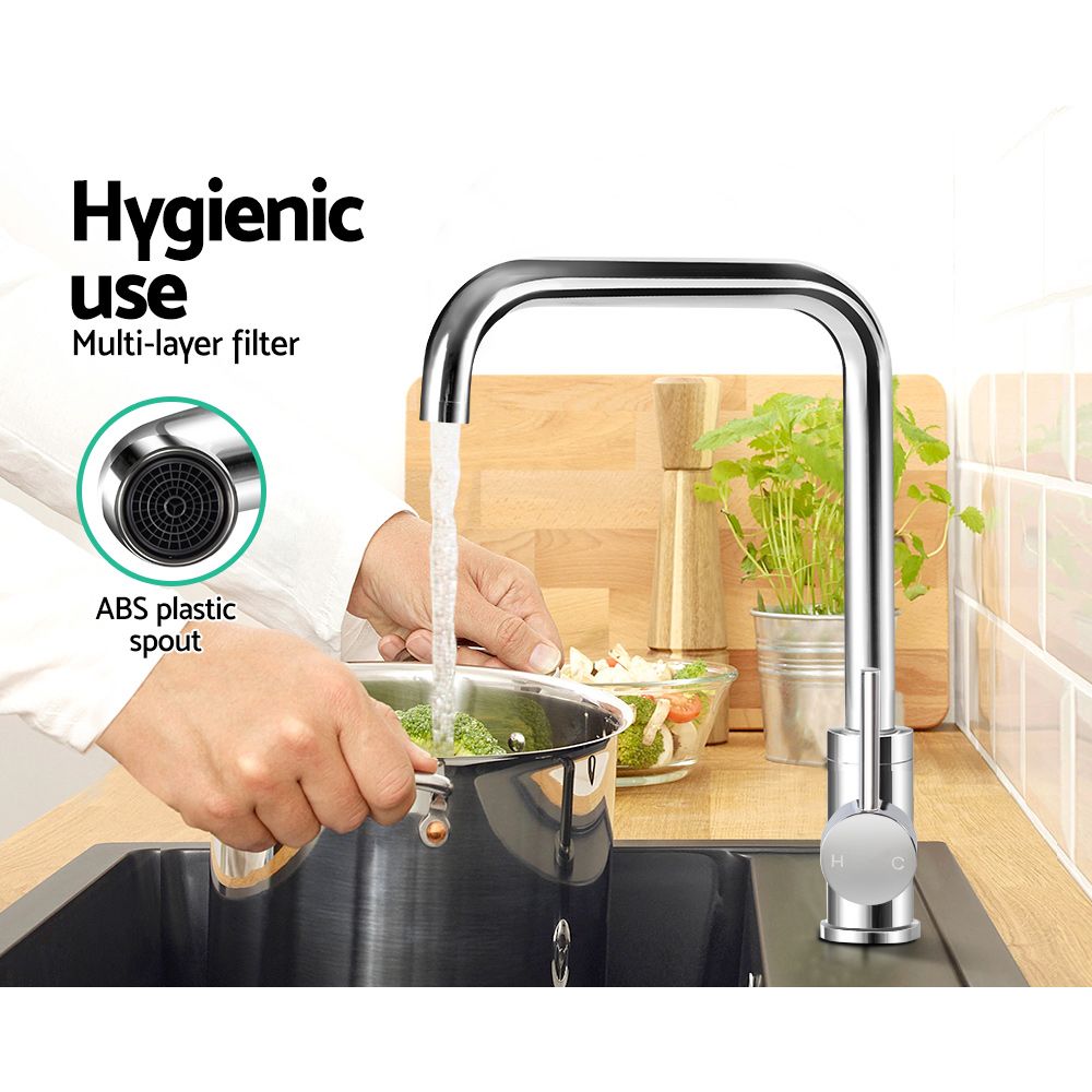 Kitchen Mixer Faucet Tap, Swivel Spout, Silver