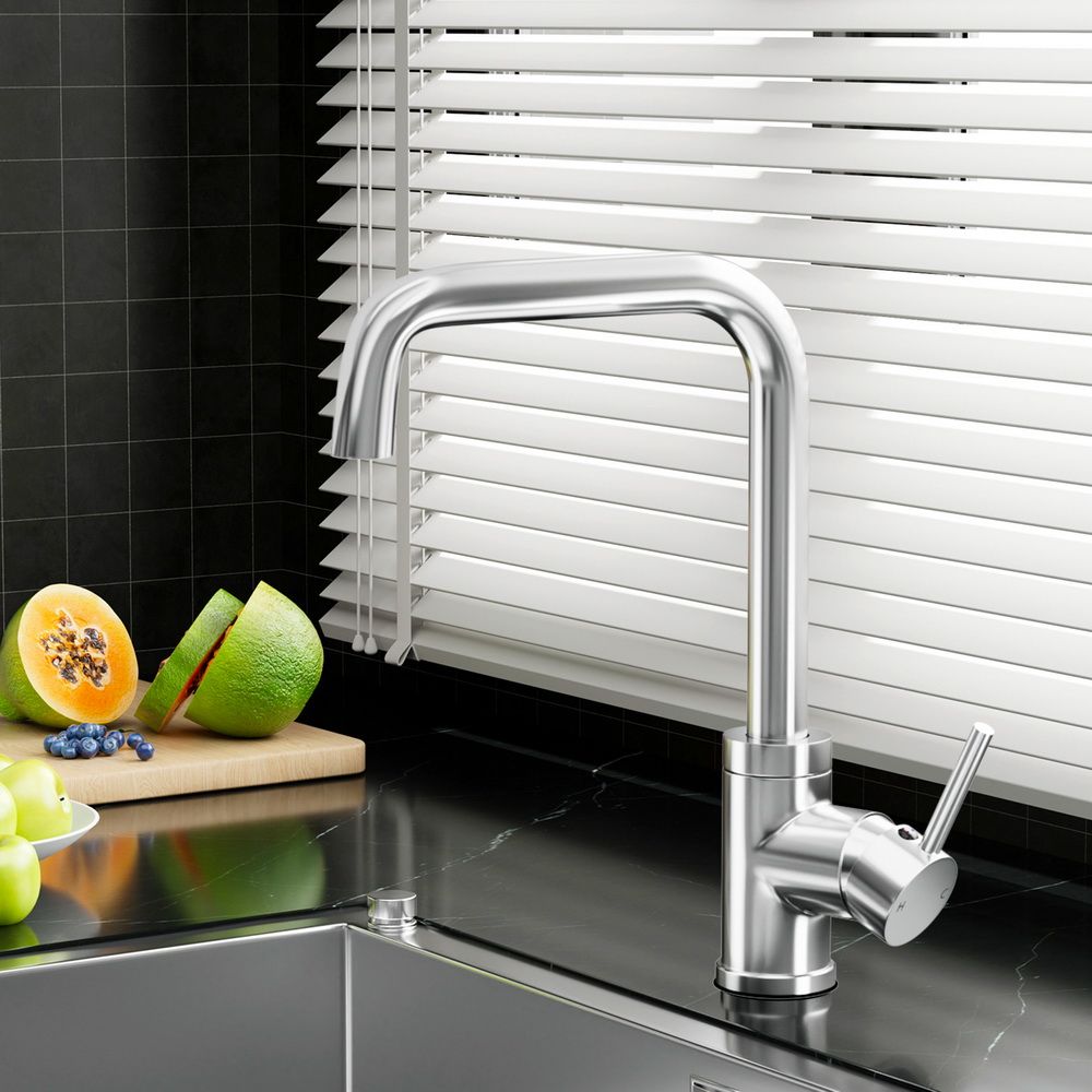 Kitchen Mixer Faucet Tap, Swivel Spout, Silver