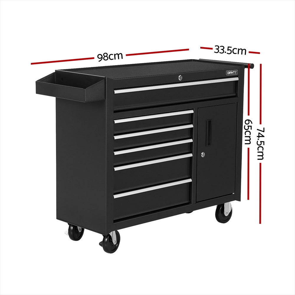 6 Drawer Tool Box Chest Cabinet Toolbox Storage Garage Organiser Wheels