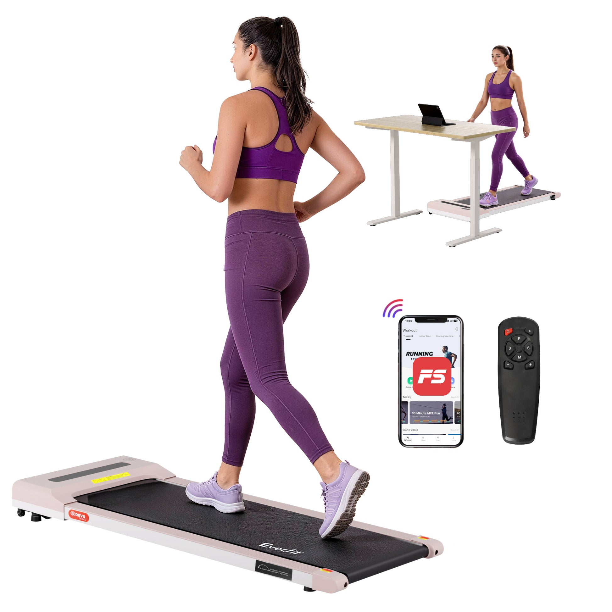 Pink Treadmill Walking Pad Gym Office Fitness 360mm