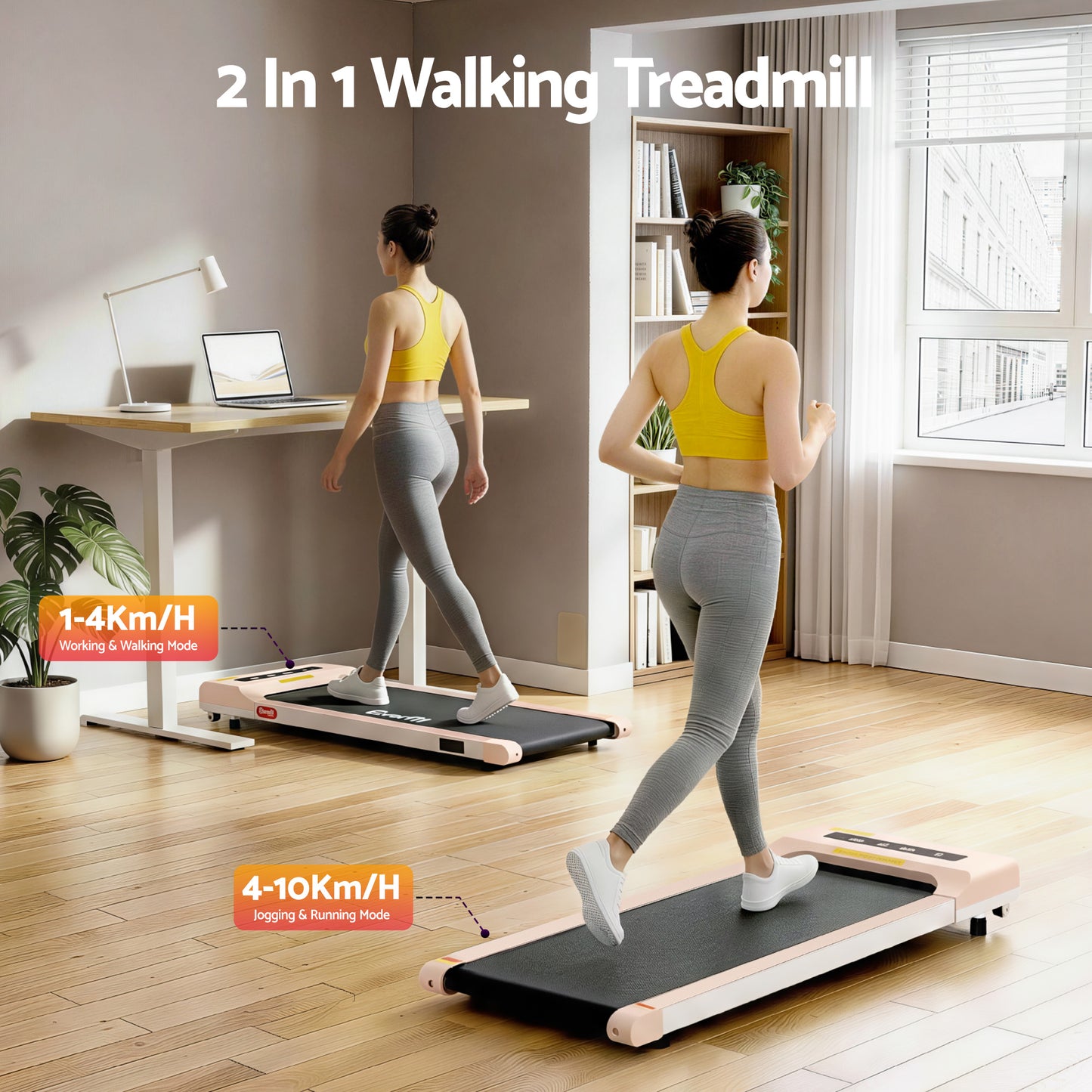 Pad Gym Office Fitness 360mm Pink Treadmill Walking