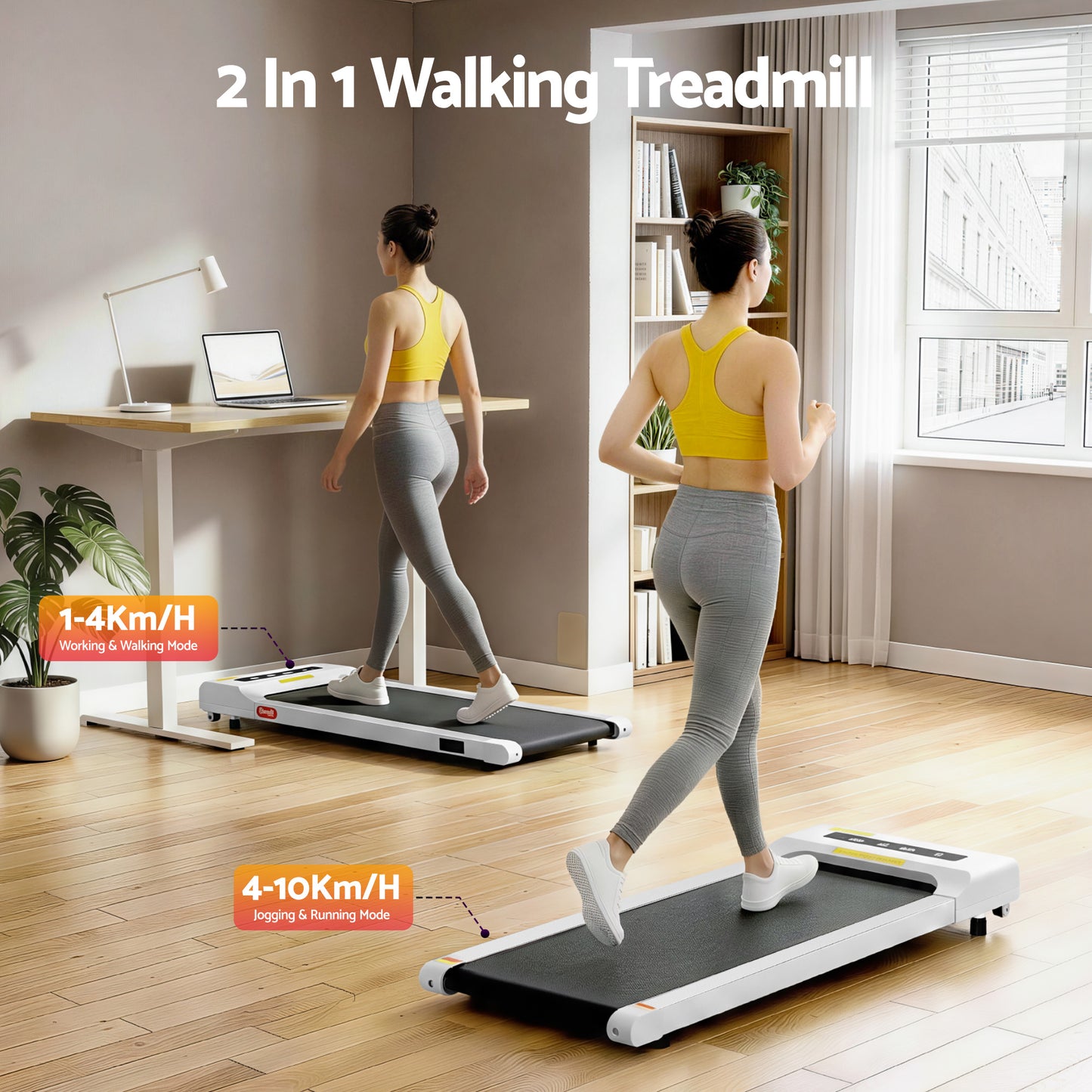 Treadmill Walking Pad Home Gym Office Fitness Machine 360mm - White