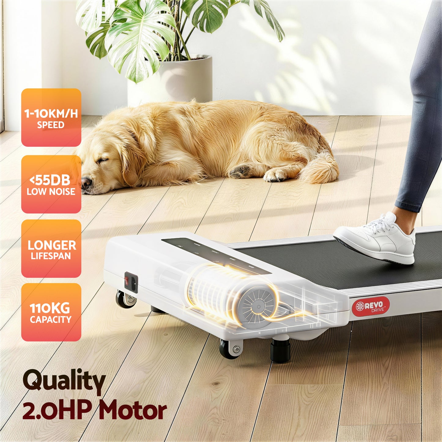 Treadmill Walking Pad Home Gym Office Fitness Machine 360mm - White