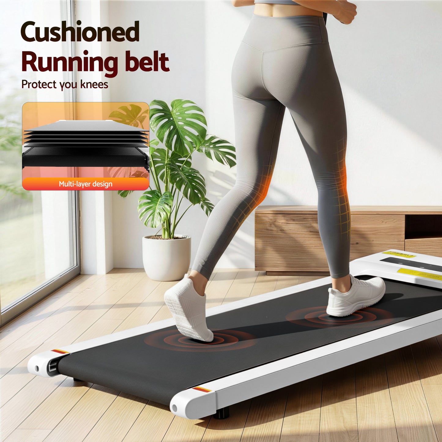 Treadmill Walking Pad Home Gym Office Fitness Machine 360mm - White