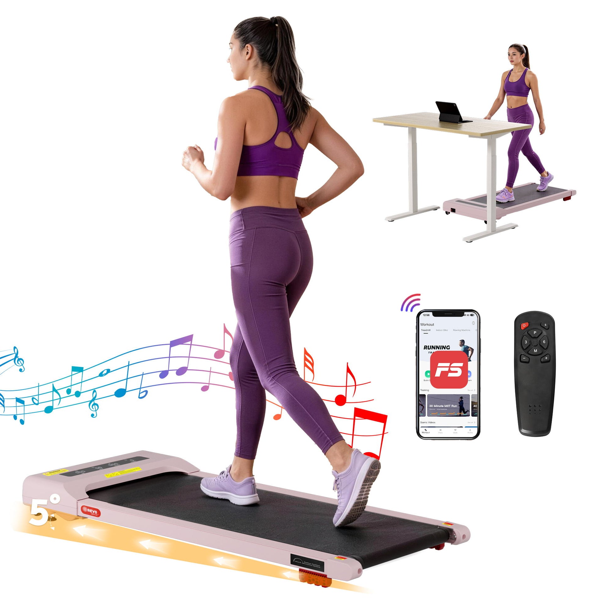 Walking Pad Incline Under Desk Gym 380MM Everfit Treadmill Electric