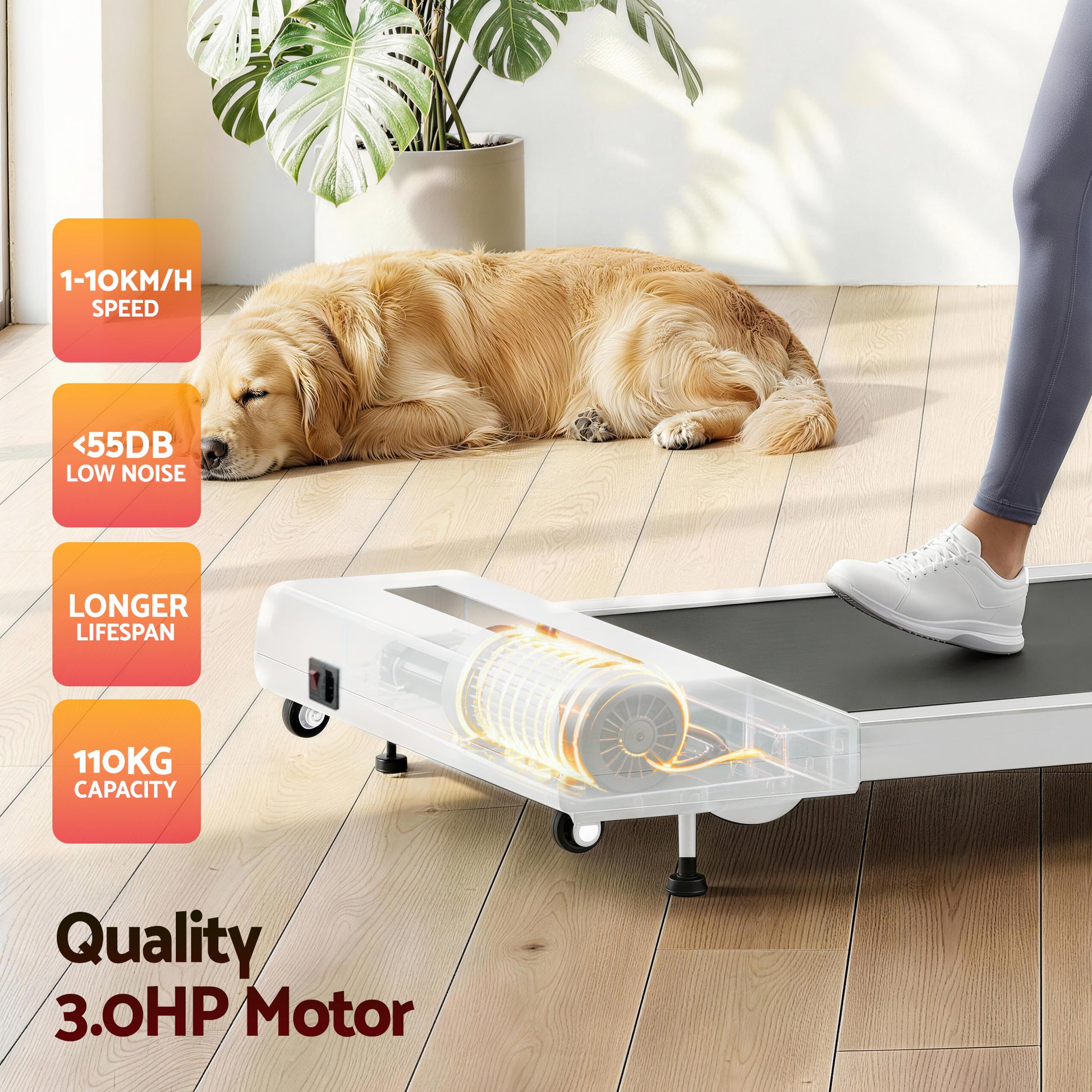 Walking pad treadmill with electric incline under-desk gym