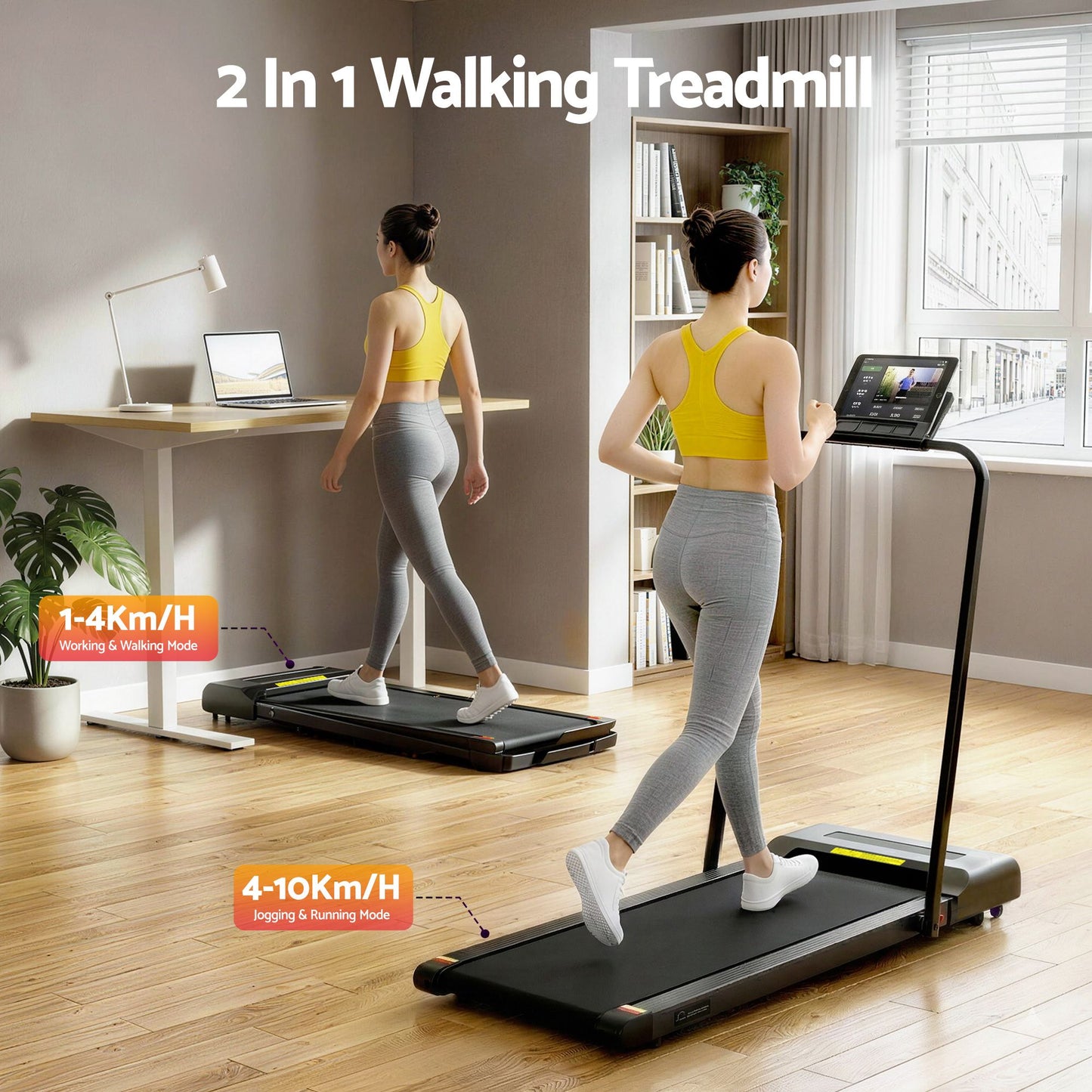 Treadmill Walking Pad Home Gym Office Fitness 380mm - Black