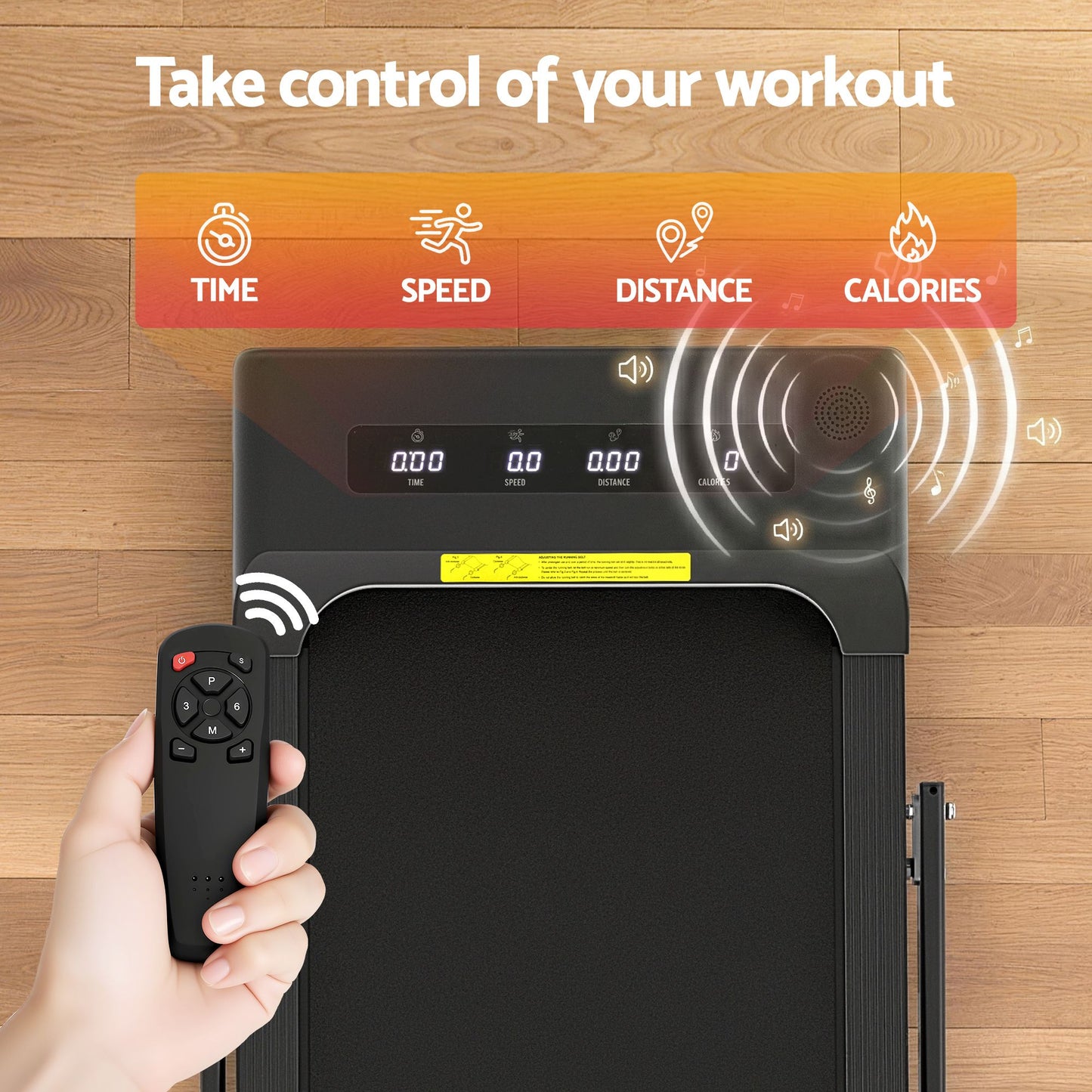 Treadmill Walking Pad Home Gym Office Fitness 380mm - Black