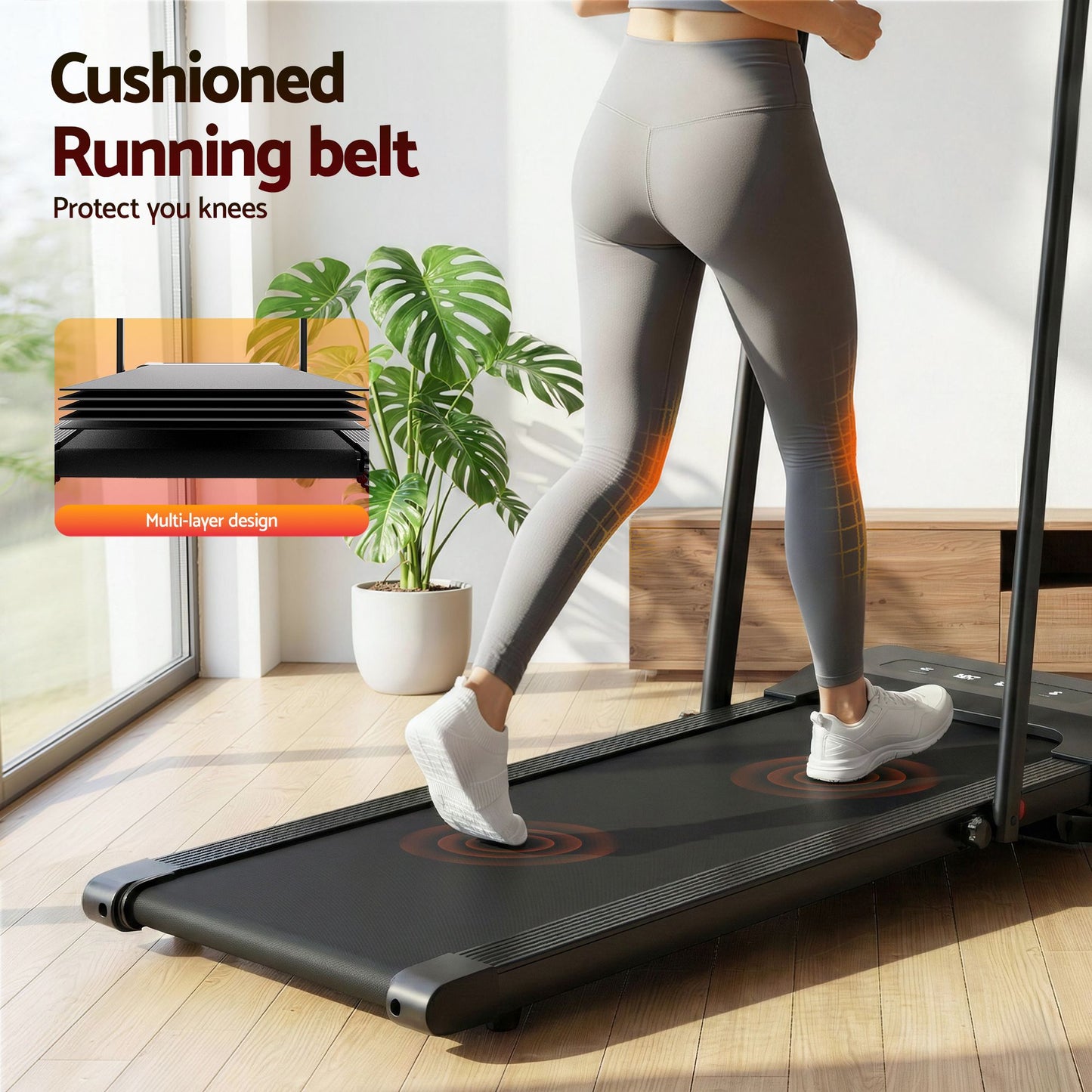 Treadmill Walking Pad Home Gym Office Fitness 380mm - Black